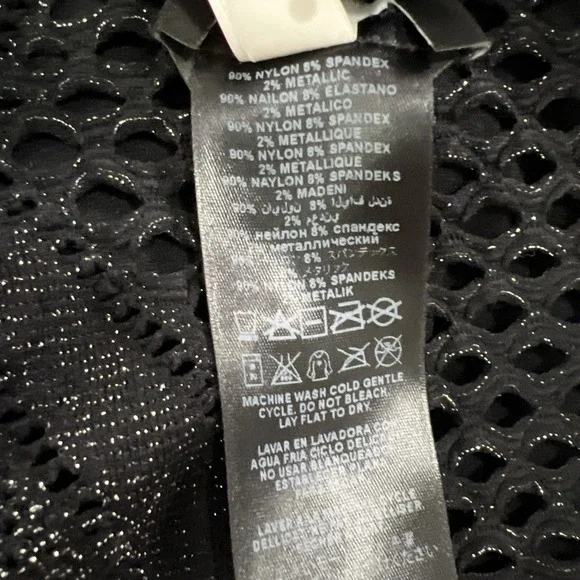 Vintage Y2k Bebe Mini Bodycon Dress Petite P/S Black Sexy Lace Stretch Metallic - Picture 10 of 12